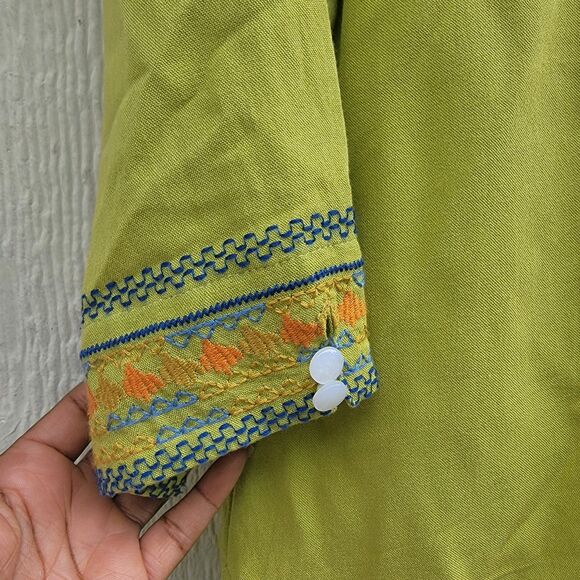 Caleesa Floral Embroidered Top Grn Wmns Sz M Boho Artsy - Picture 3 of 6